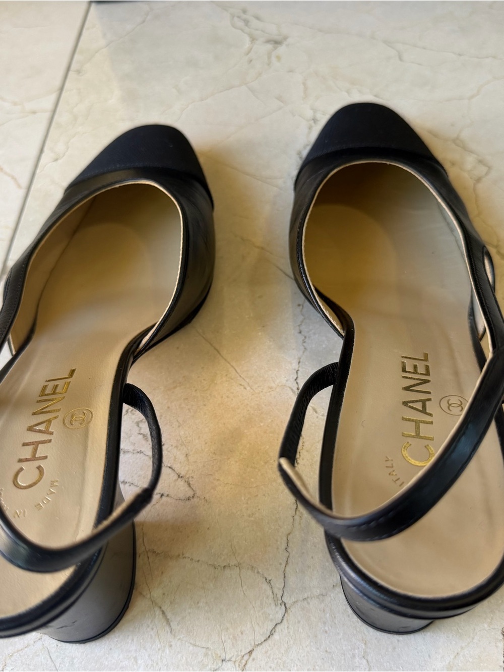 CHANEL Classic Black Slingback Pumps 39.5 + Box, Dust Bags & Shopping Bag - Picture 5 of 16
